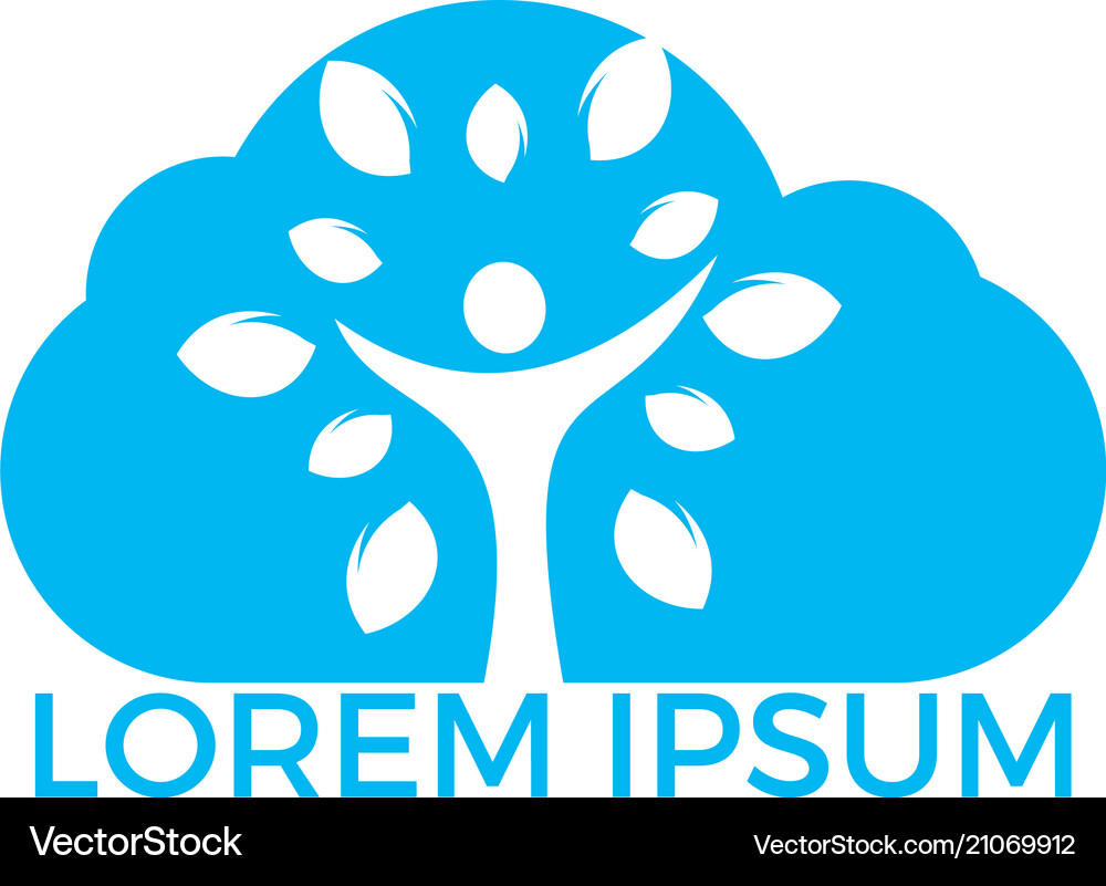 Human cloud tree logo design Royalty Free Vector Image