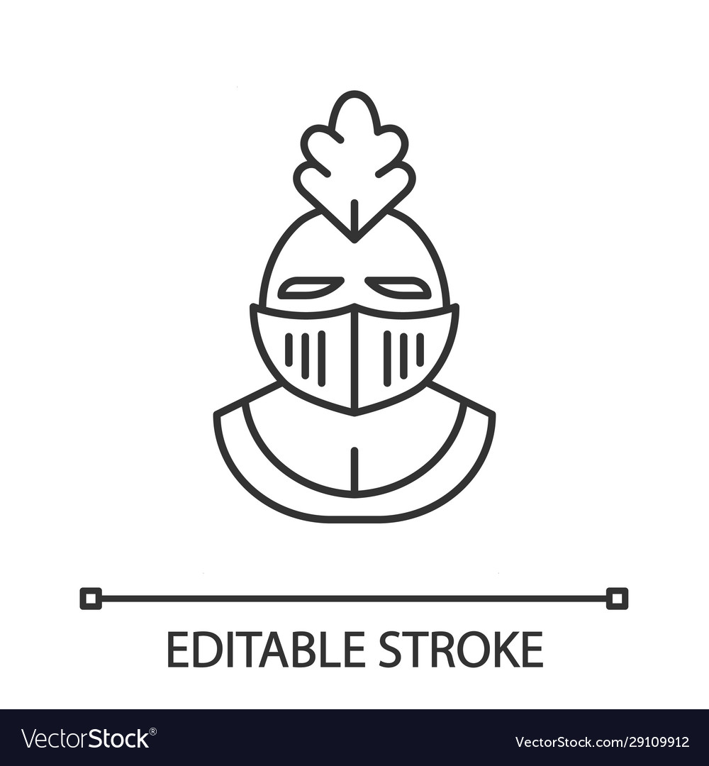 Knight helmet linear icon Royalty Free Vector Image