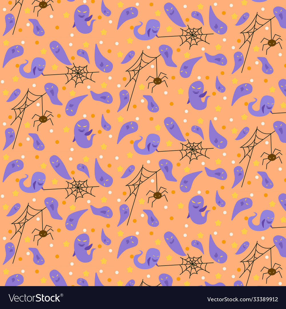 Pattern with ghosts and cobweb Vector Image Pattern with ghosts and cobweb