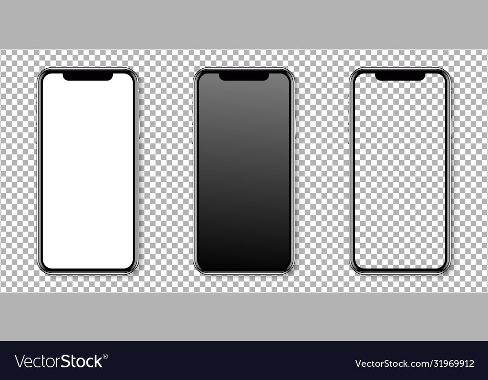 Realistic smartphone display mockup set vector image Realistic smartphone display mockup set