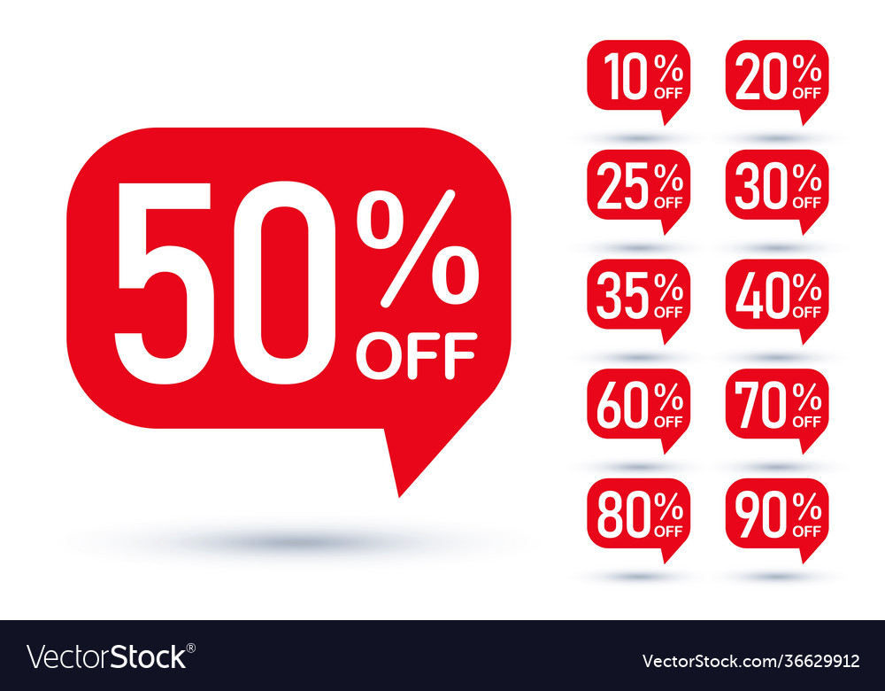 Sale tag speech bubble red shape with different