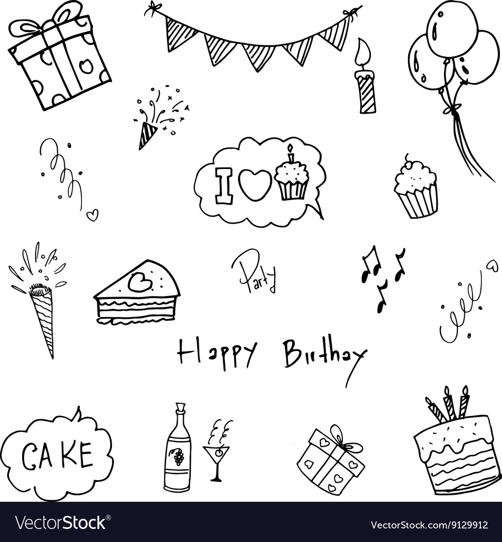 Set doodle birthday party