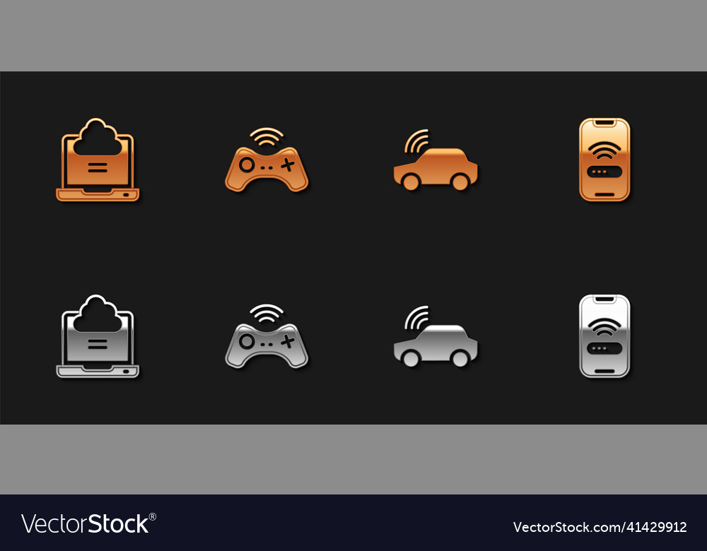 Set network cloud connection wireless gamepad vector image Set network cloud connection wireless gamepad