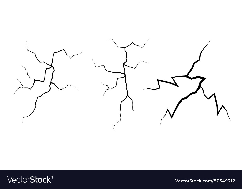 Set of cracks collection different black