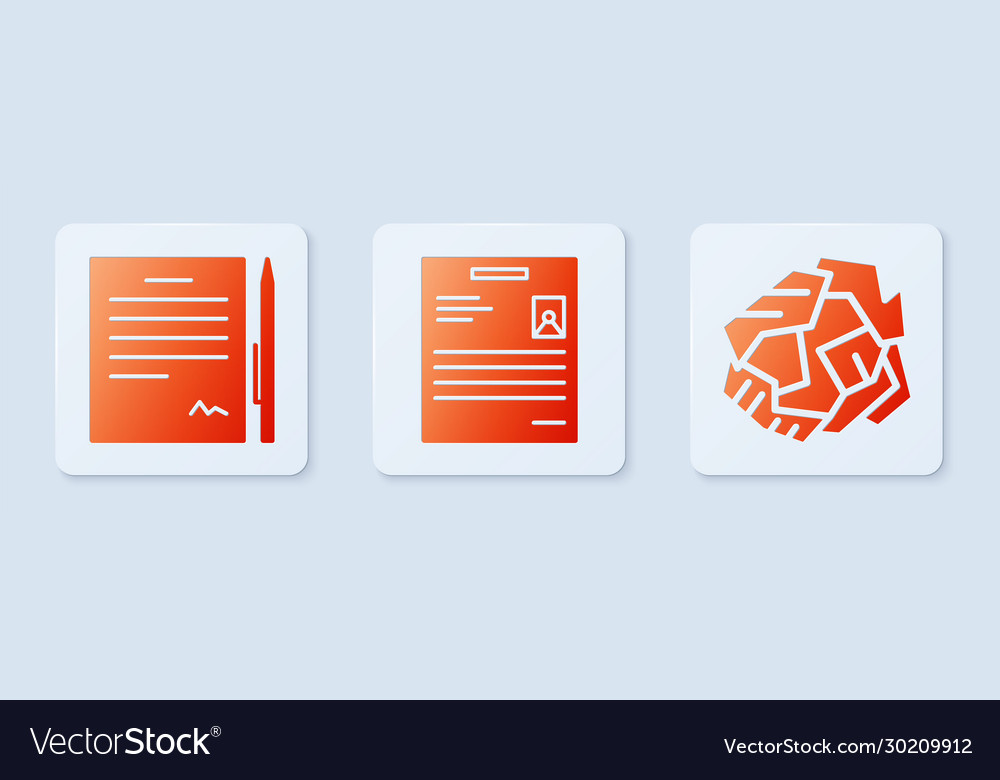 Set personal document contract with pen vector image Set personal document contract with pen