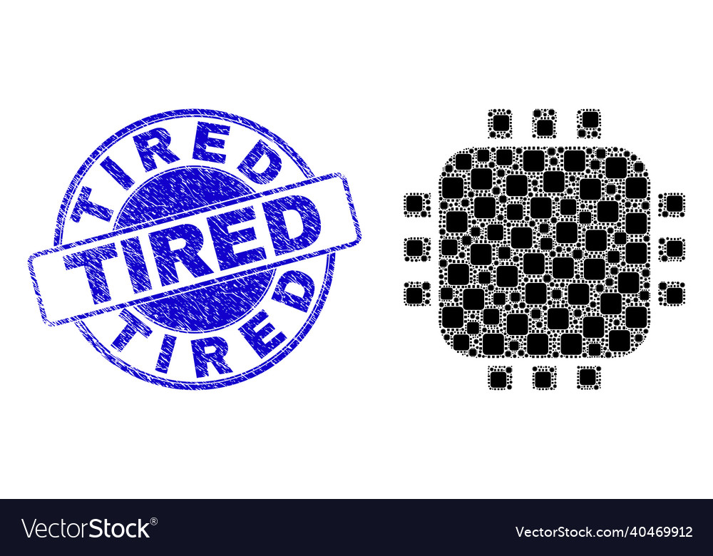 Textured tired stamp seal and processor fractal vector image Textured tired stamp seal and processor fractal