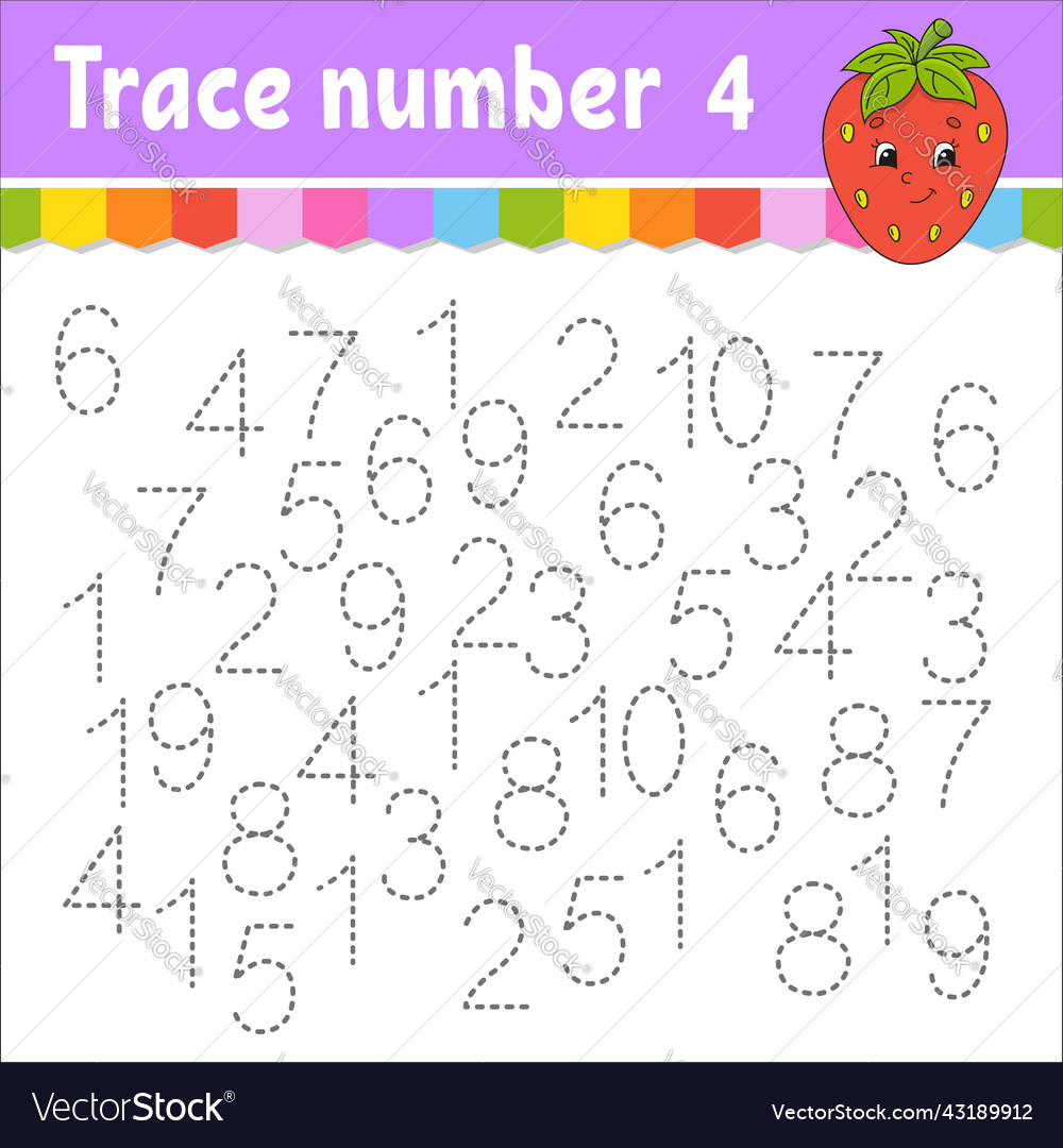 Trace number handwriting practice learning Vector Image Trace number handwriting practice learning