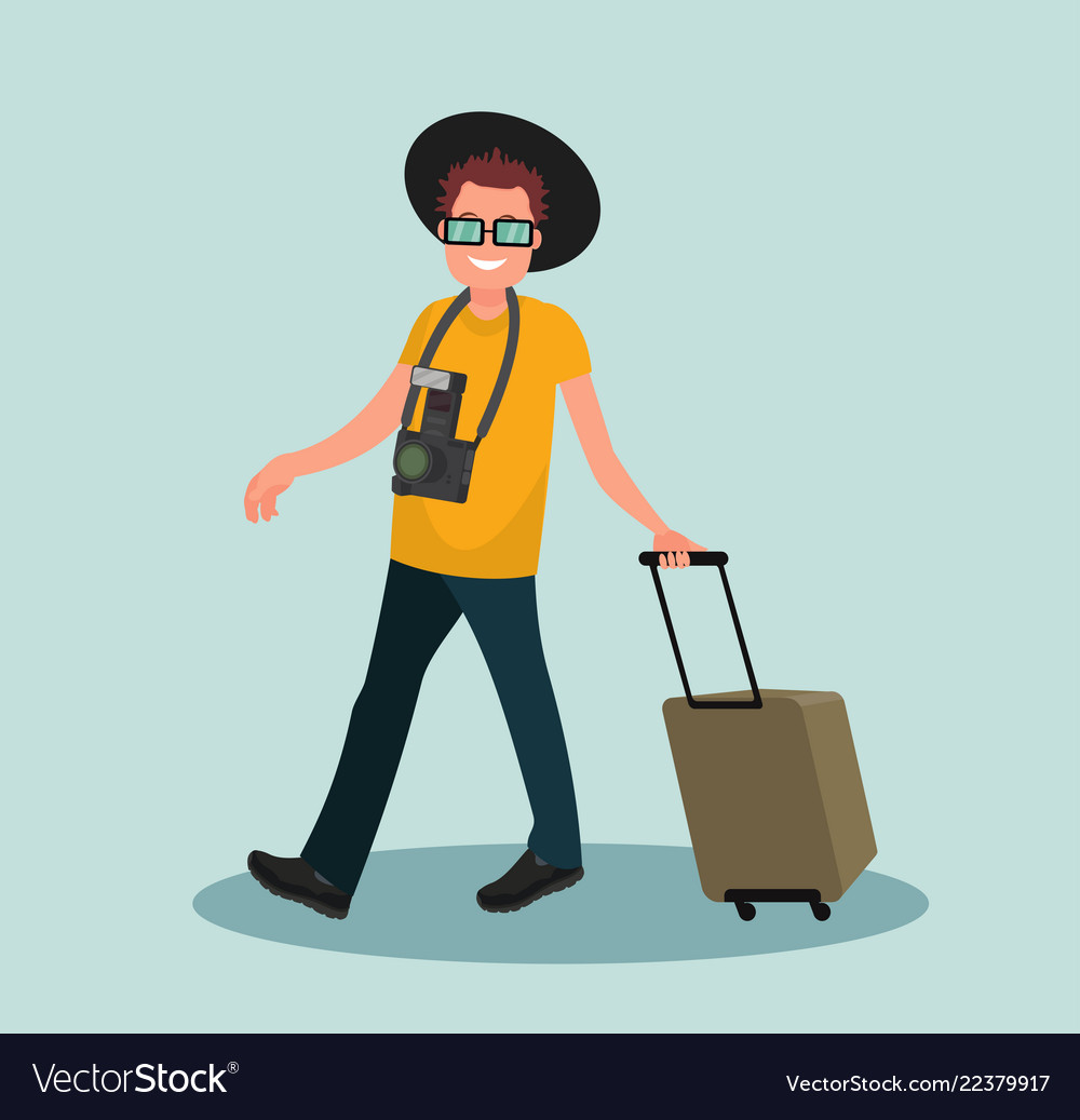 A man with luggage going to the airport Royalty Free Vector