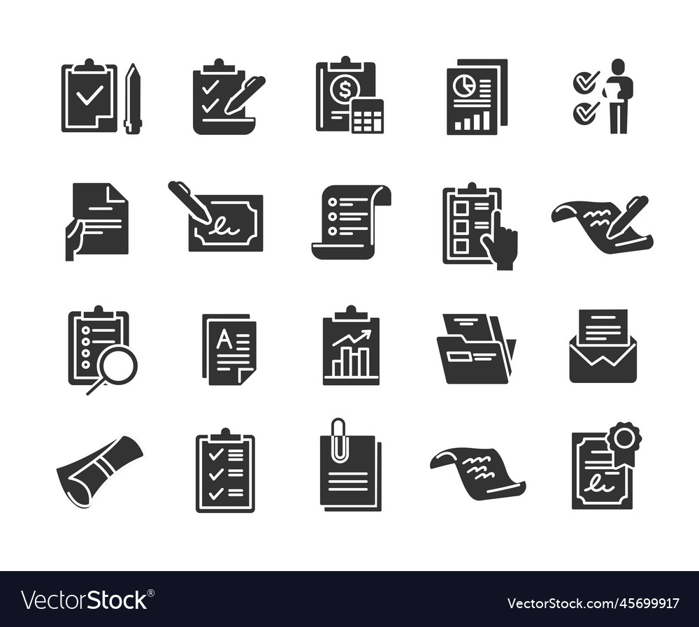 Black Icon Set - Documents & Business