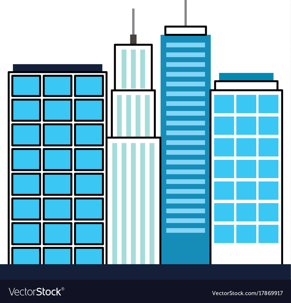 Buildings city landscape business center view Vector Image