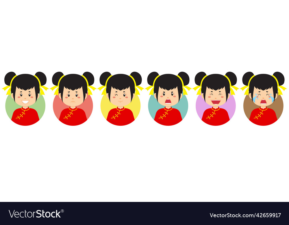 China avatar with various expression Vector Image China avatar with various expression