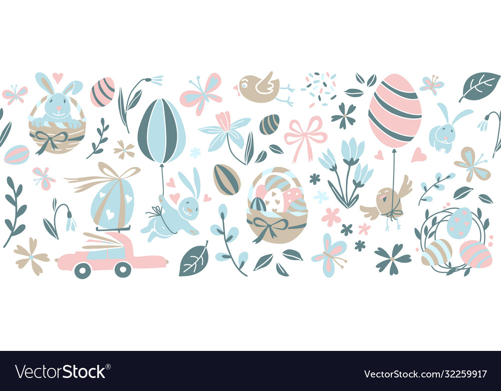 Cute Easter Balloons & Rabbits Pattern