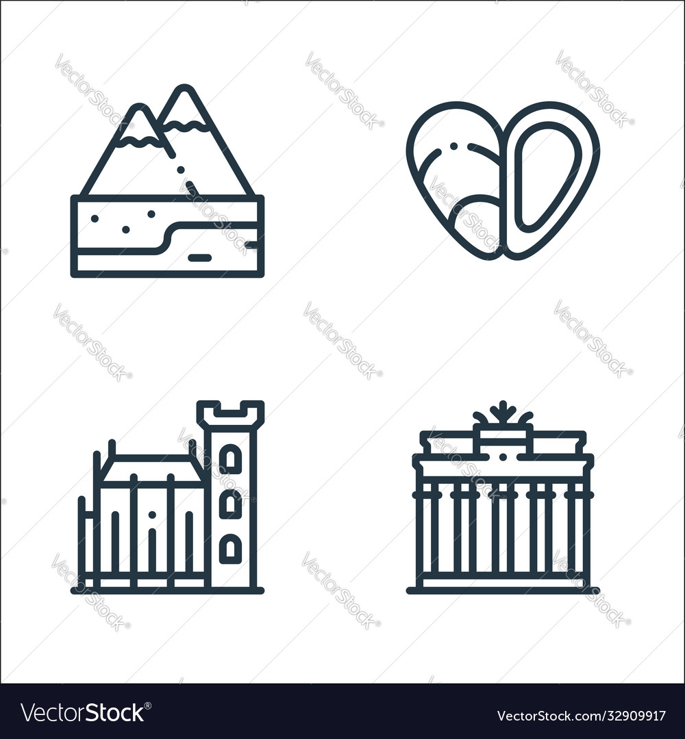 Europe line icons linear set quality vector image Europe line icons linear set quality