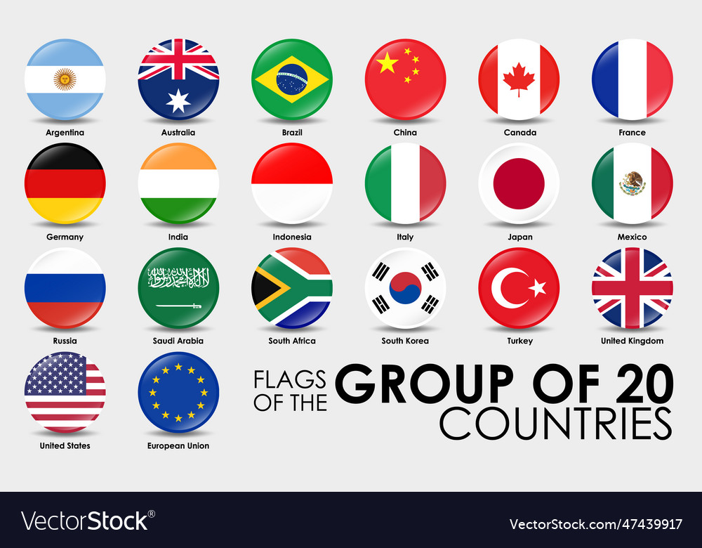 Flags of the g20 countries round Royalty Free Vector Image