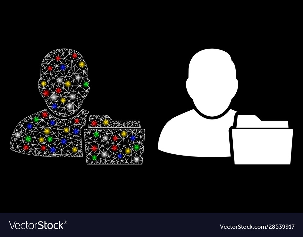 Flare mesh network user document folder icon vector image Flare mesh network user document folder icon