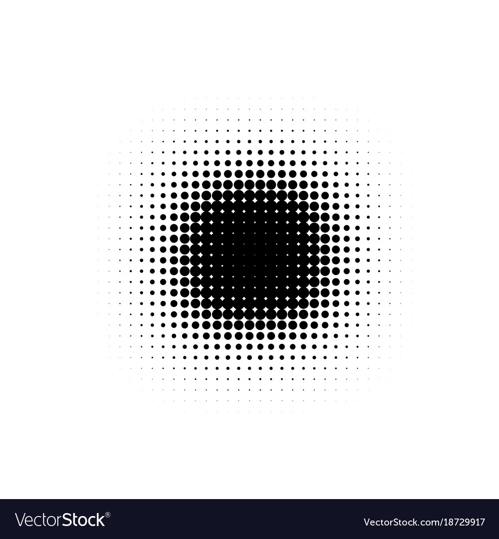 Isolated black color abstract round shape halftone