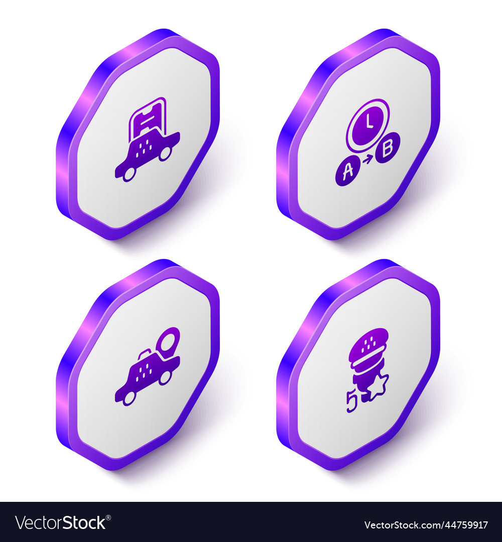 Set isometric taxi mobile app waiting time