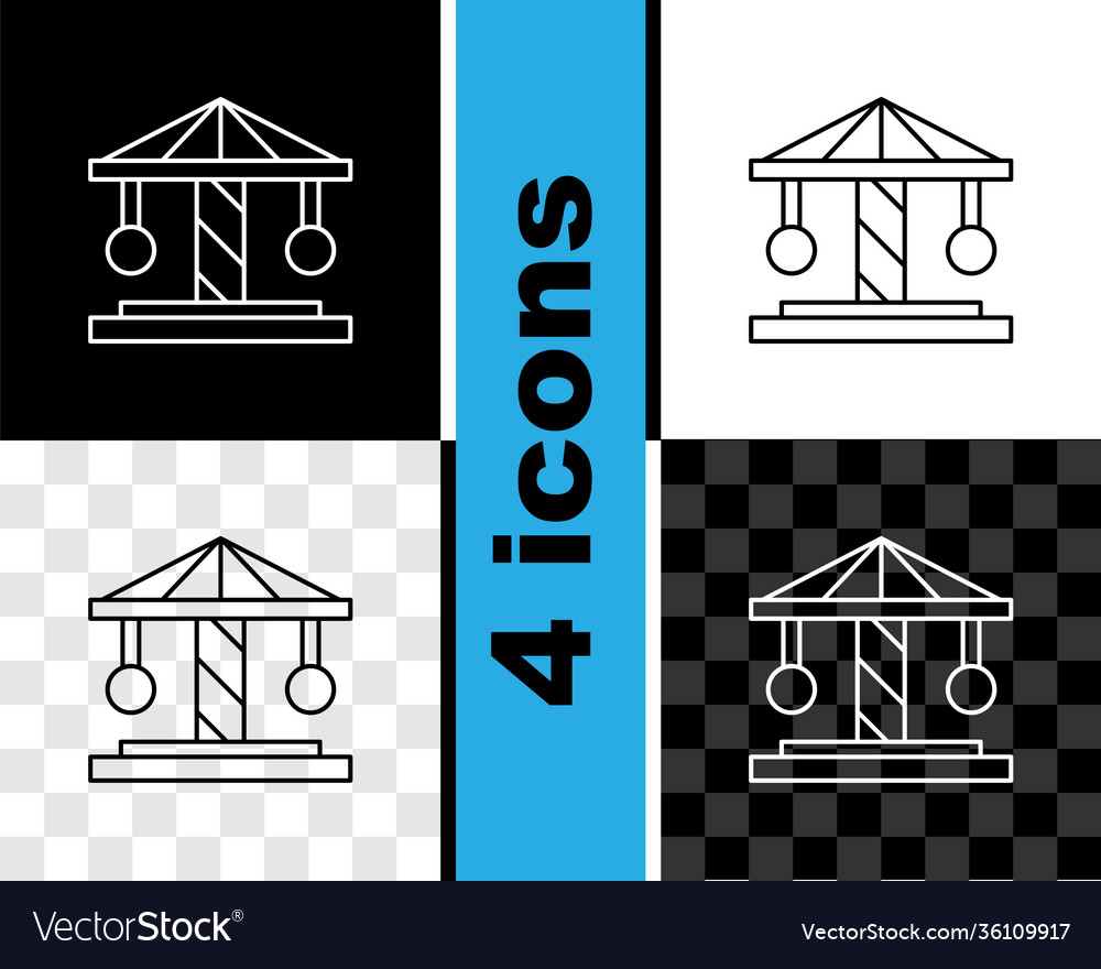 Set line attraction carousel icon isolated