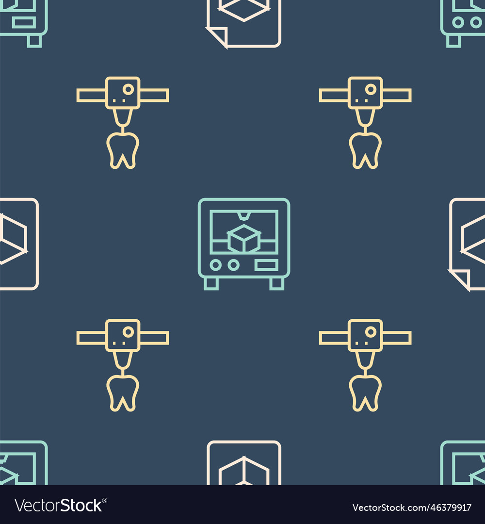 Set line isometric cube file 3d printer tooth vector image Set line isometric cube file 3d printer tooth