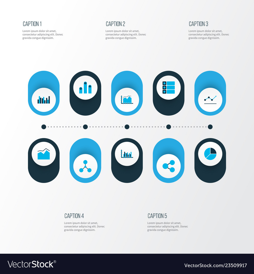 Set of graphs diagrams and statistics icons vector image Set of graphs diagrams and statistics icons