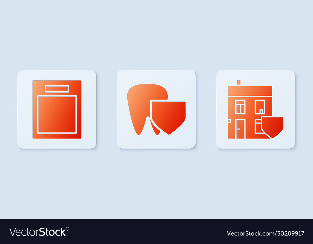 Set tooth with shield empty form and house vector image Set tooth with shield empty form and house