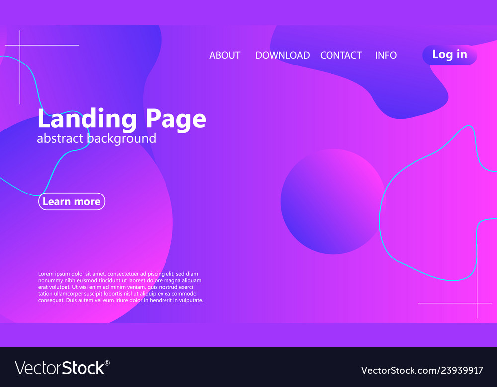Website landing page fluid background vector image Website landing page fluid background