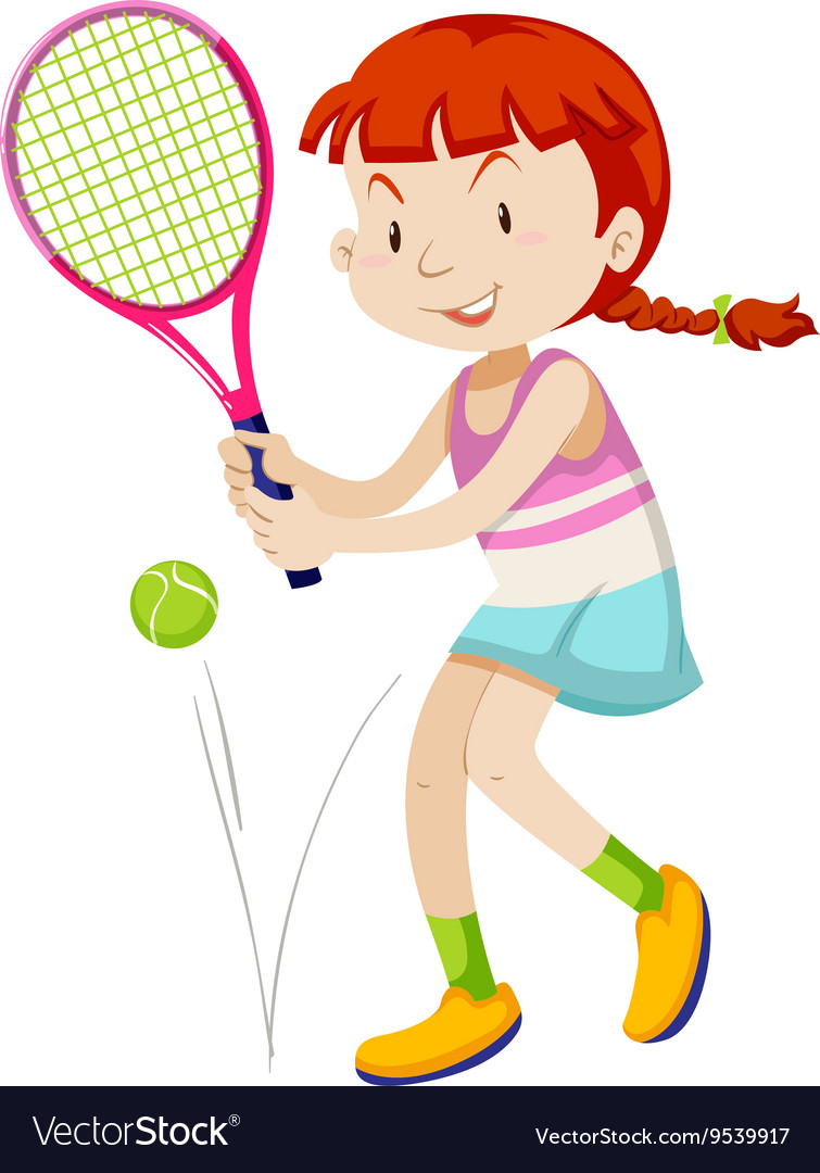 Woman tennis player with racket and ball Vector Image