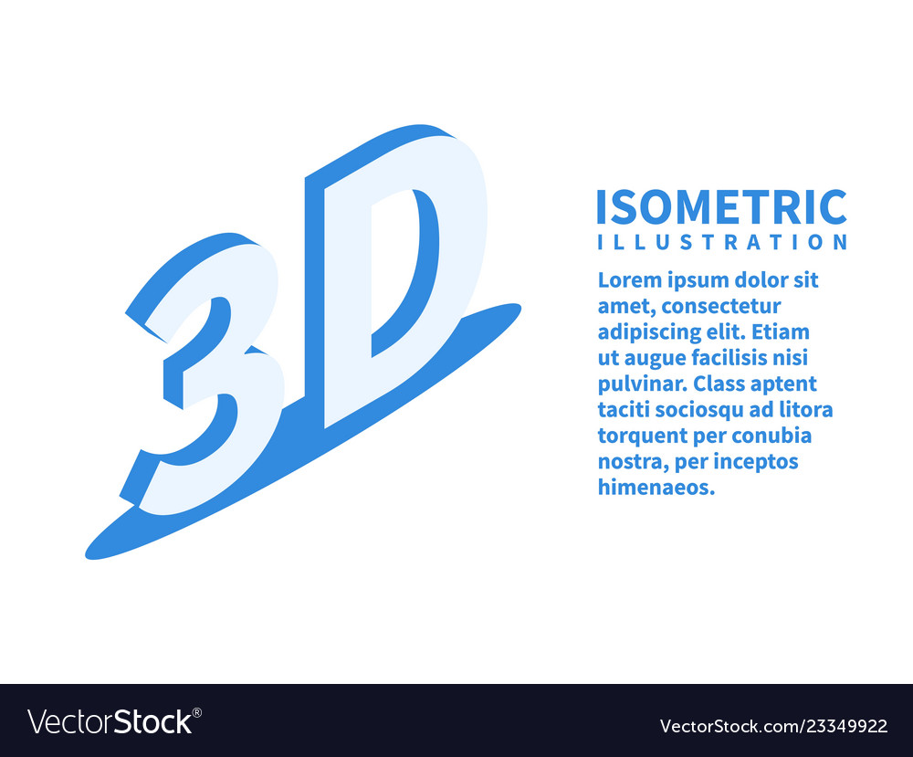 3d word icon isometric template for web design