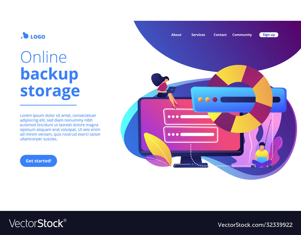 Backup server concept landing page vector image Backup server concept landing page