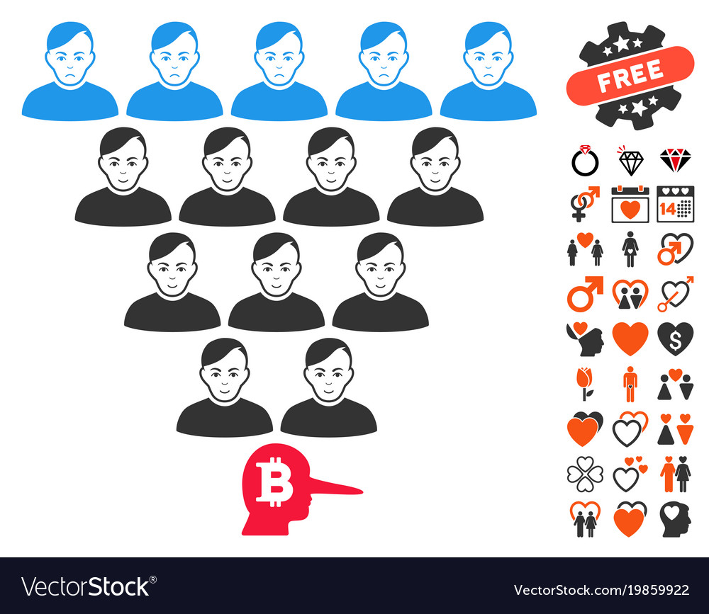 Bitcoin ponzi pyramid manager icon with lovely