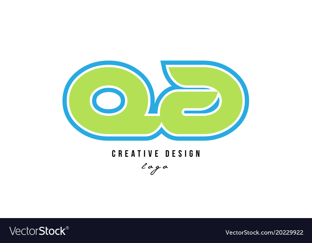 Blue green alphabet letter qa q a logo icon design