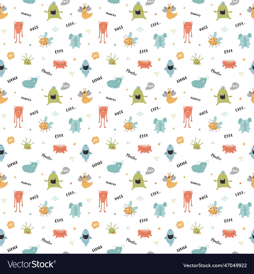 Cute monsters seamless pattern cartoon