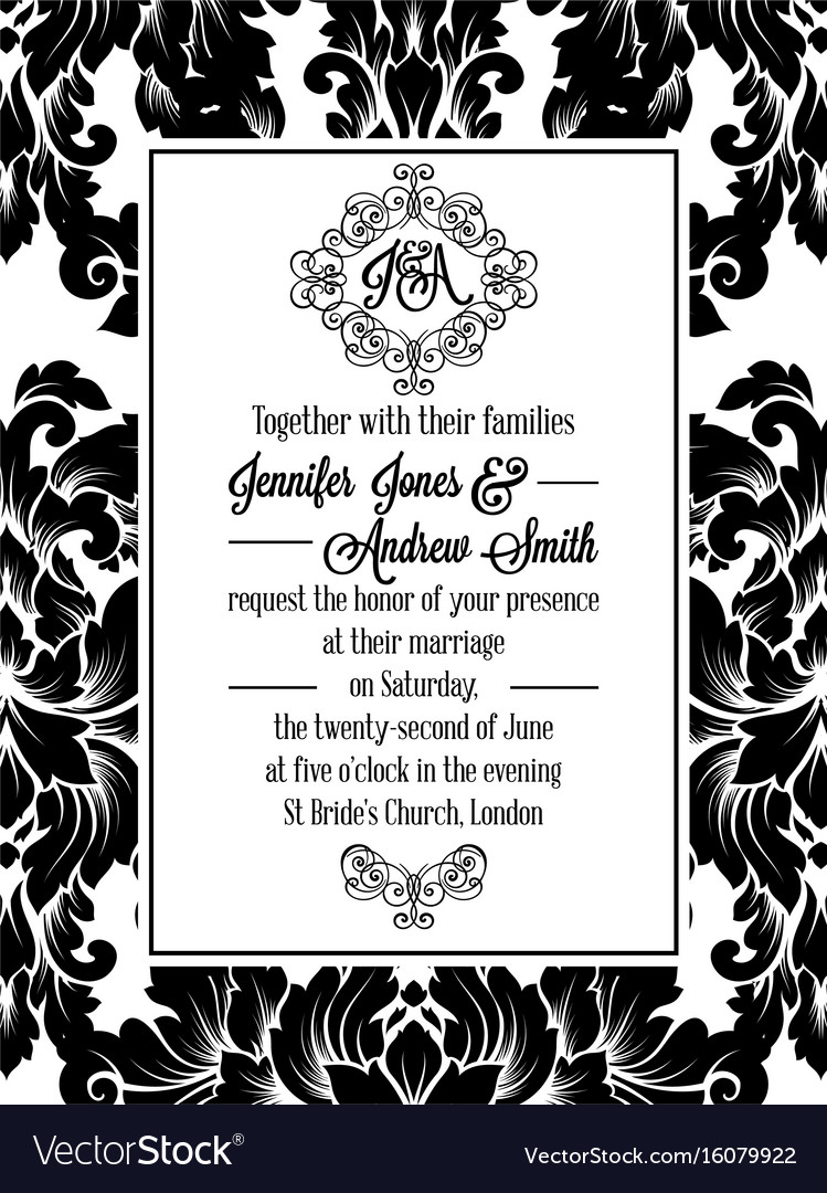 Damask victorian brocade pattern invitation Vector Image