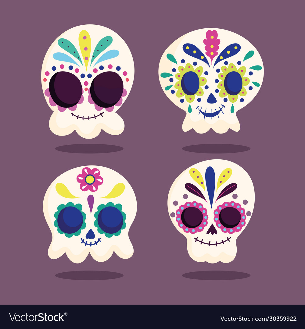 Day dead catrinas skull floral flower