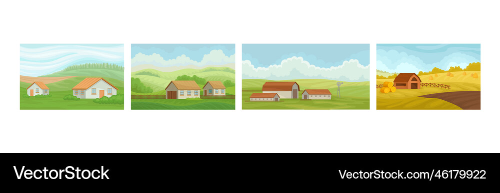 Farm and rural fields landscapes horizontal Vector Image