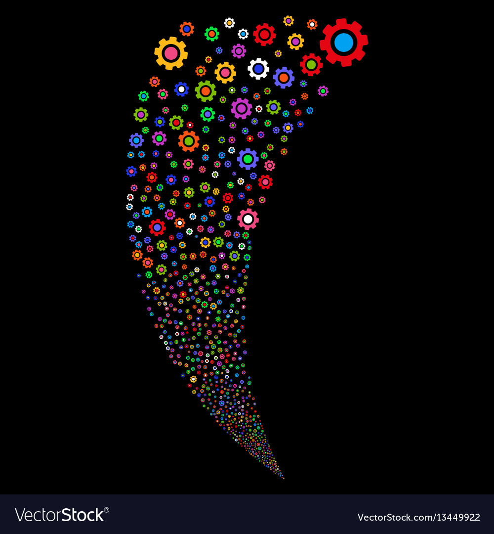 Gear random stream vector image Gear random stream