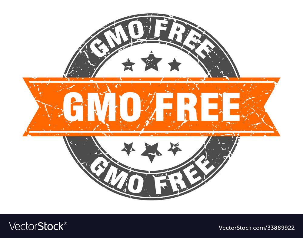 Gmo free round stamp with ribbon label sign