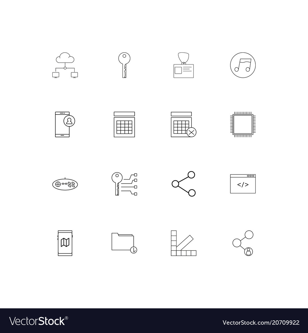 Internet technologies simple linear icons set