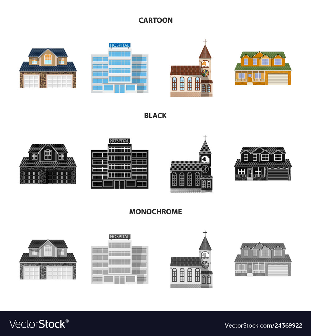 Isolated object of building and front logo set