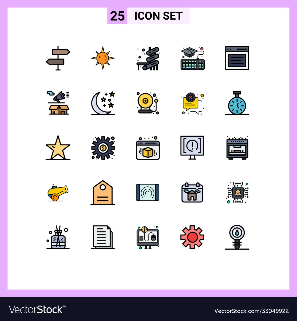 Mobile interface filled line flat color set 25