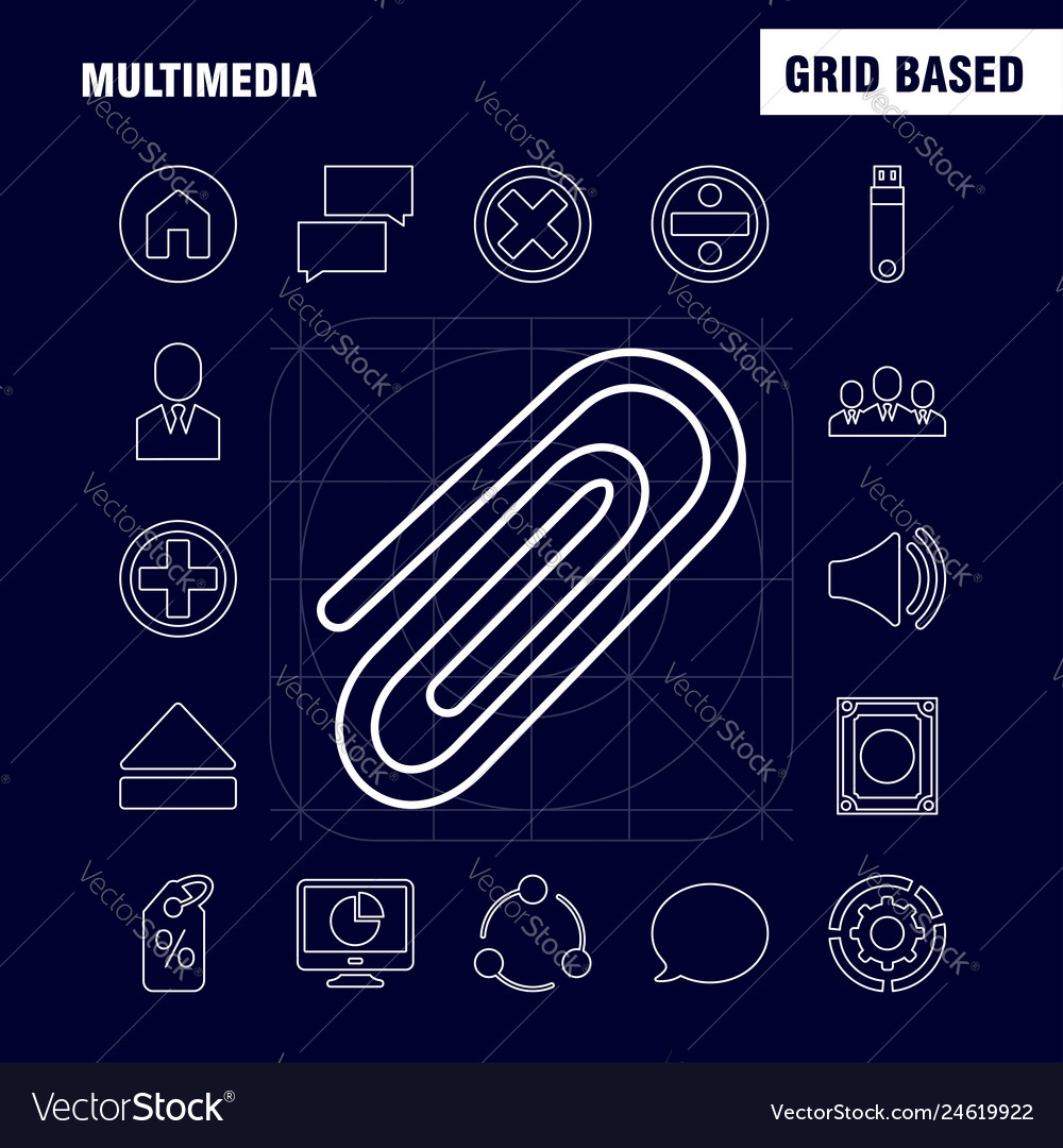 Multimedia line icon for web print and mobile