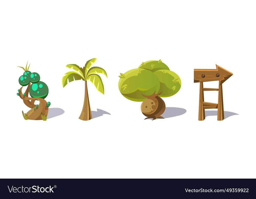 Nature game landscape object and elements vector image Nature game landscape object and elements