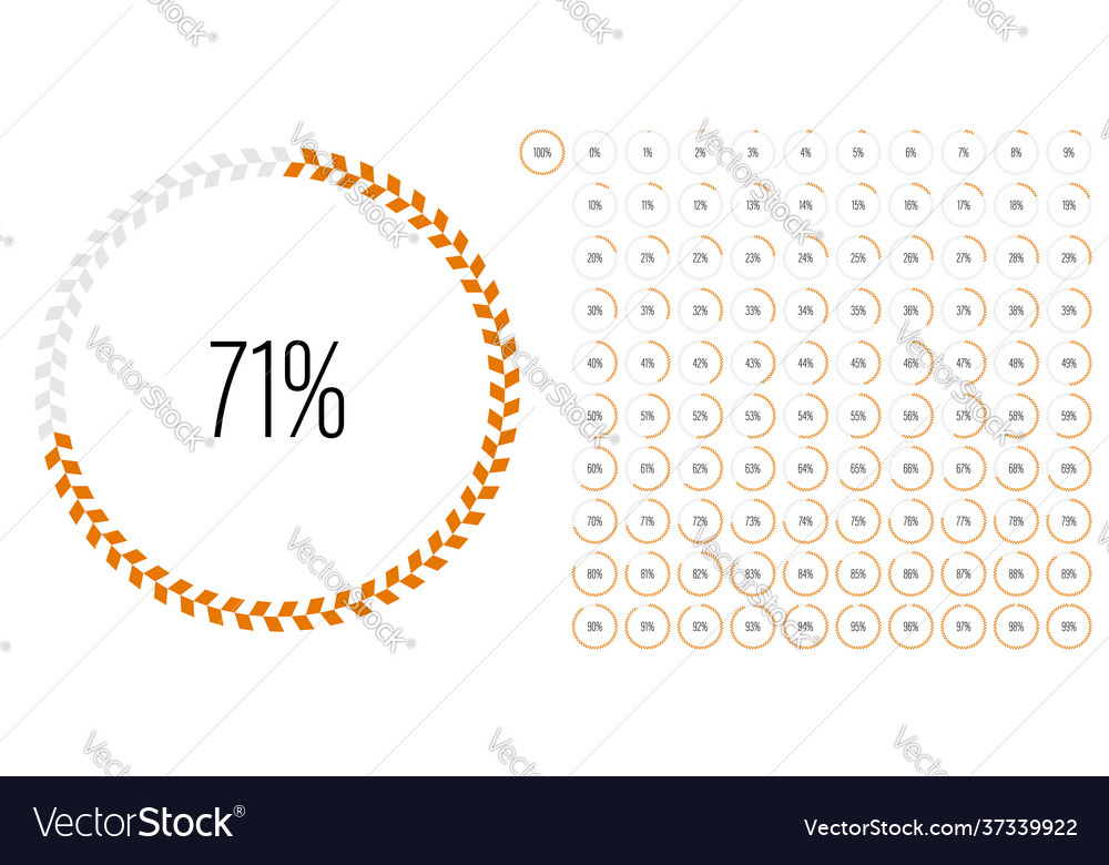 Set circle percentage diagrams from 0 to 100 vector image Set circle percentage diagrams from 0 to 100