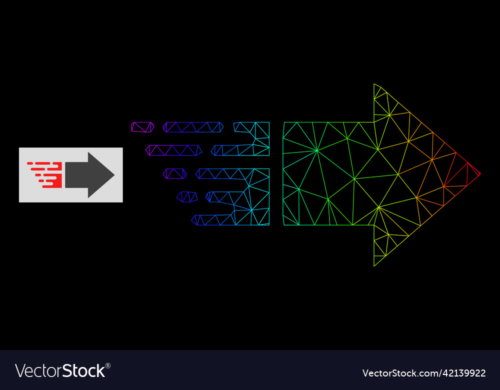 Spectrum gradiented polygonal mesh move right icon
