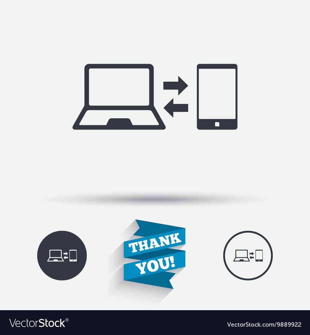 Synchronization icon notebook with smartphone