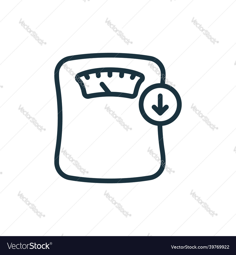 Weighing machine line icon weight loss concept