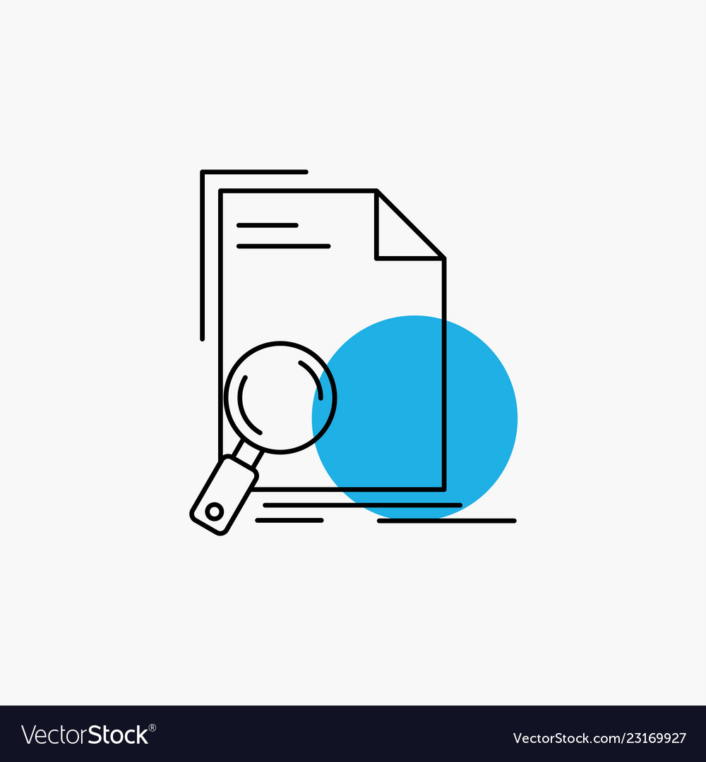 Analysis document file find page line icon vector image Analysis document file find page line icon