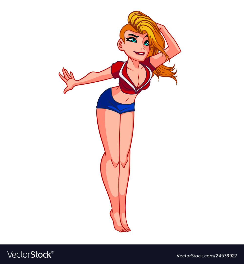 Beautiful Blonde Girl With Bob Hairstyle In Pin Vector Image