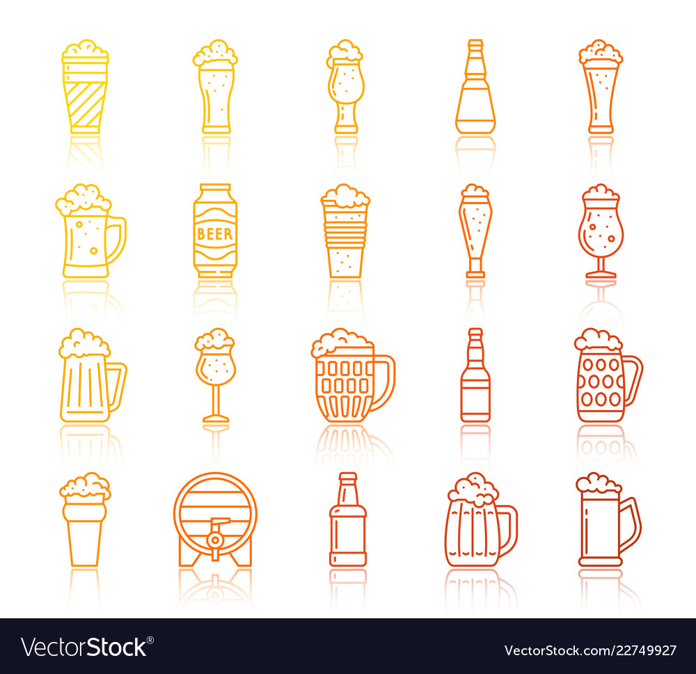 Beer oktoberfest simple line icons set vector image Beer oktoberfest simple line icons set