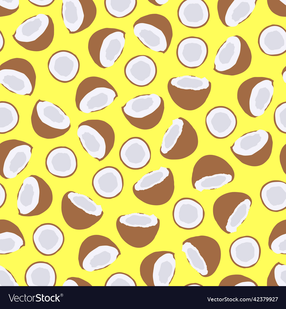 Bright seamless coconut pattern - hand drawn Vector Image